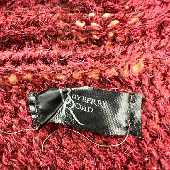 Bayberry Road Women’s Knit Poncho Sweater Half Sleeve Burgundy One Size Fringe - Picture 7 of 7